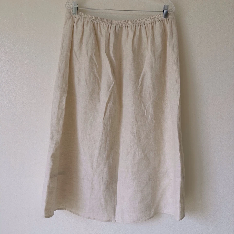 100% Linen Grandma Core Midi Skirt Size PL Lagenlook Kim Rogers - Image 2 of 4