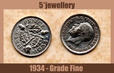 50% silver 3d Pence coins George 5th 1930 1931 1932 1933 1934 - 1936 Good to UNC
