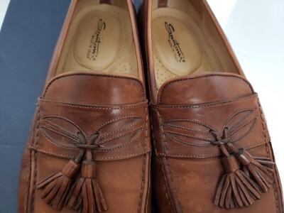 Santoni Dallas men leather loafer with twin tassel, made in  display picture 1