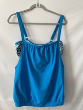 RAJ Womens Blue Spaghetti Strap Square Neck Swim Top 38 B