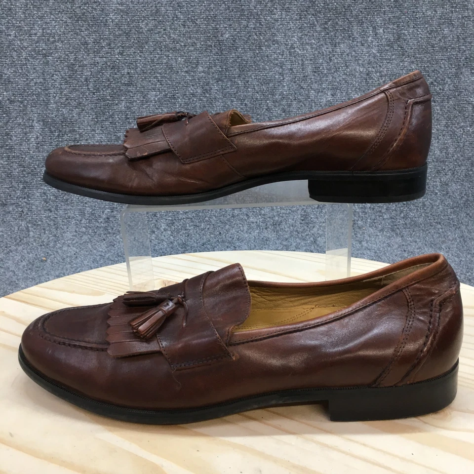 Chaps Zapatos Para Hombres 11M Kiltie Borla Mocasines Informales 096-8102 Cuero Marrón Sin Cordones Foto 2 de 4