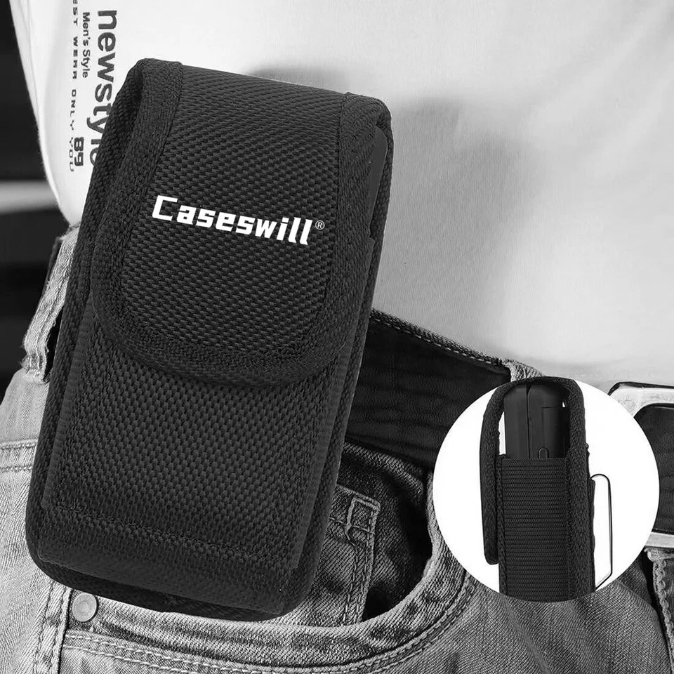 For Nokia 2660 Flip Case Rugged Vertical Nylon Phone Pouch Belt Clip Holster - Image 3 of 4