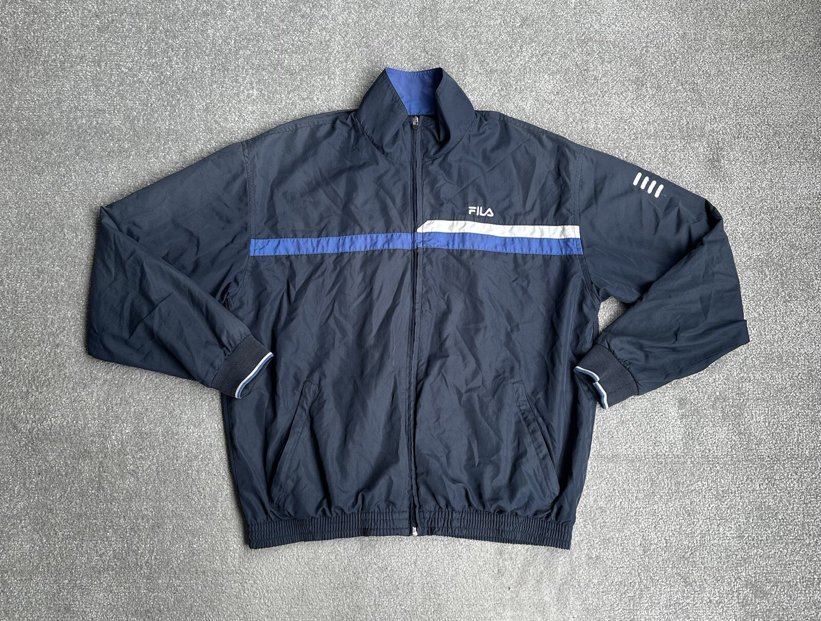 FILA giacca da allenamento uomo retrò taglia 48 giacca sportiva giacca a vento logo 26608 blu