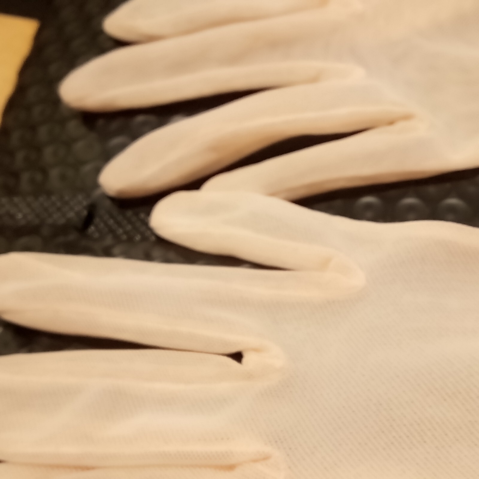 Antique/Vintage Ladies Pink Mesh Evening Gloves With … Gem