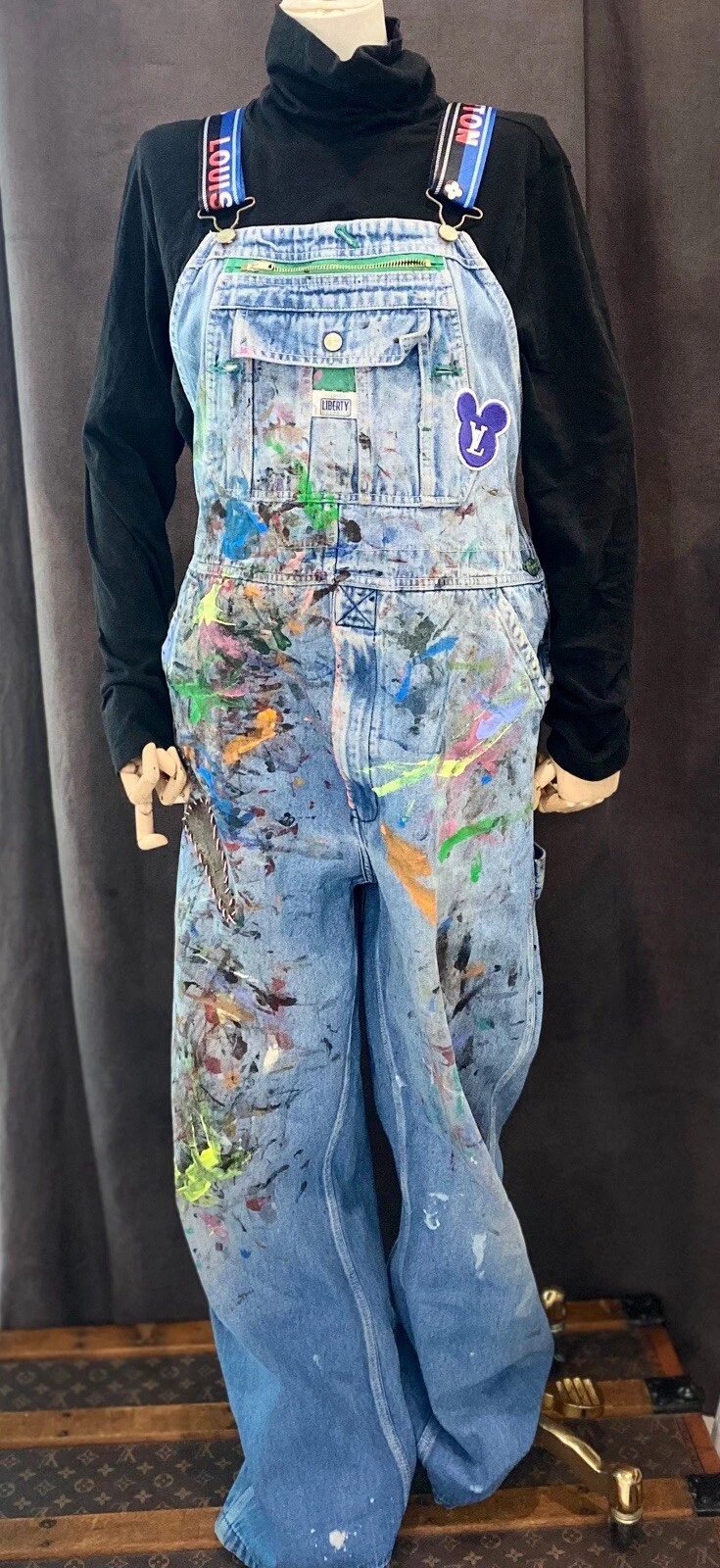 Custom Bespoke Hand Painted And Patched Vintage Liberty Overalls
