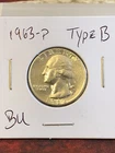 1963 P Silver Washington Quarter BU Type B Reverse