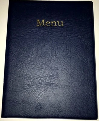 SPIRITUALGATEWAY LIMITIERT - Menge 10 A4 MENÜ HALTER/HÜLLE/ORDNER IN SCHWERER NARBUNG BLAU LEDER OPTIK PVC