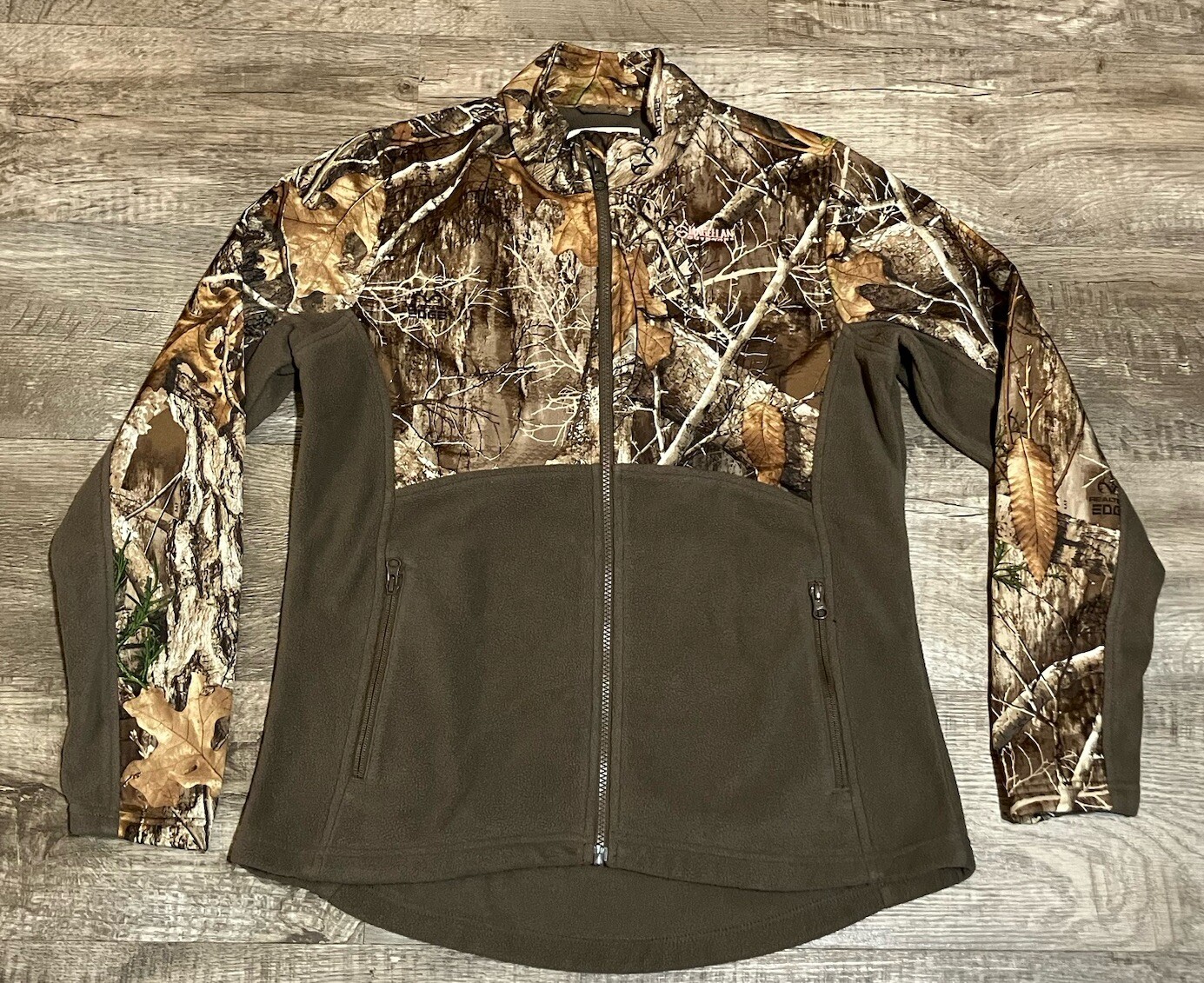 Women's LARGE Camo Jacket RealTree Edge Fleece Zip Magellan Outdoors Pink Logo