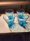 Set of 4 Vintage Hazel Atlas Blue Capri Dot Lowball Rocks Whiskey Glasses — photo 4