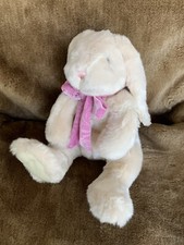 TESCO 2001 PINKY CREAM BUNNY WITH PINK NOSE RIBBON RABBIT PLUSH SOFT Toy 10" Sit