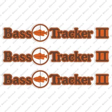 BASS TRACKER II TARGET 1970'S BOAT DECALS 20" x 3.6" 3pcs.