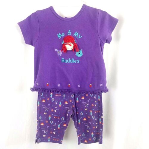 Circo Toddler Me & My Buddies Shirt & Pants Set Sz 18 Months Purple Euc - 第 1/5 張圖片