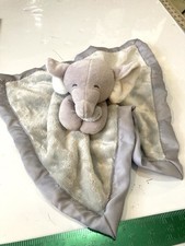 Carters Gray Elephant Plush Satin Lovey Baby Security Blanket Stuffed Toy Baby