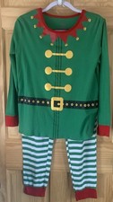 Wondershop Elf Green/White Pajama Set 100 Cotton L Sleepwear Santa  s Helper