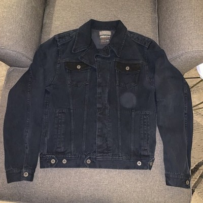 Scotch and Soda Men Biker Jacket 90s Style Vintage Dark Navy Denim Size Large