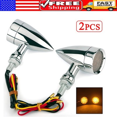 2X Universal Mini Motorcycle LED Turn Signals Blinker Light Indicator Amber Lamp