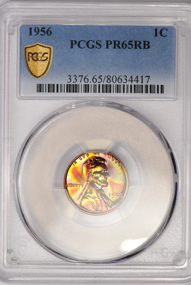 1956 TONED Lincoln Wheat Cent Proof PCGS PR65RB PF 65 RB Toning Coin 1C - Image 2 of 4