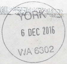 6 DEC 2016 dated complete CIRCULAR postmark YORK, WA 6302