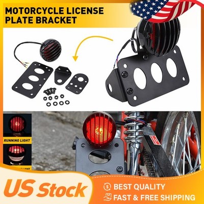 For Side Mount License Motorcycle Plate Bracket with Brake Tail Light USA