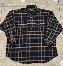 Men's XL Moose Creek Heavyweight Flannel Shirt 100 Cotton Black Blue Plaid