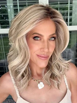 Ombre Ash Blonde Wave Wigs Dark Roots Lace Front Wigs 100% Human Hair Wig