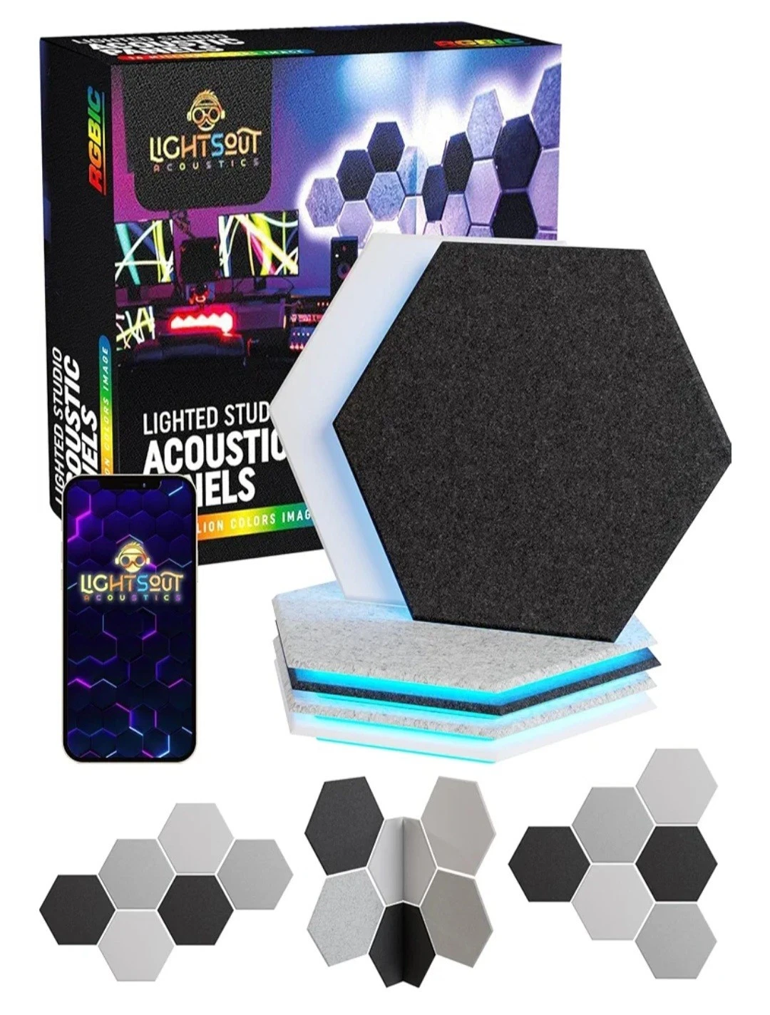 6 Pack Hexagon Light Panels Smart RGB LED Lights w/Music Sync App Remote Control
Opens in a new wind