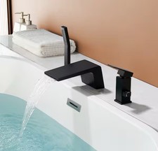 NEW Waterfall Roman Tub Faucet with Hand Shower Bathtub Faucet - Matte Black