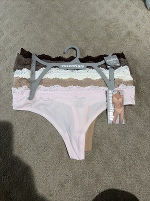 Essentials By Rene Rofe 5pk Flexible Fit Lace Thongs Panties. Sz L. NWT!