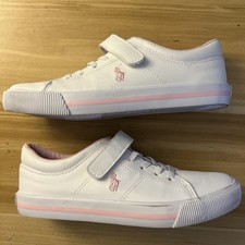 POLO Ralph Lauren EZ Kids Size 3 White Leather Low Top/Hook Loop Strap Sneaker