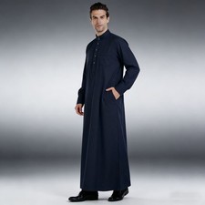 Saudi Robe Men's Long Islamic Dress Kaftan Abaya Thobe Jubba Dishdasha Arabian