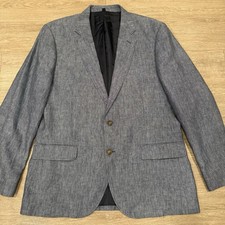 J.Crew Thompson Blazer Men  s 44R Blue Linen University Sport Coat Bronze Button