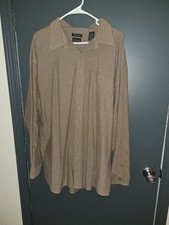 Van Heusen Men's Dress Shirt Brown Wrinkle Free Stain Shield 2XLT