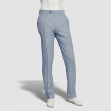 Bar III Men's Blue Solid Slim Fit Linen Dress Suit Pants 36W/30L
