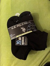 U.S. Polo Assn. Men's 10 Pair Cushioned Low Cut Athletic Socks Black Size 6-12