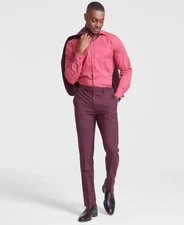 Bar Iii Mens Skinny fit Dress Pants 30 / 32 Burgundy Red Solid