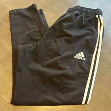 Adidas Track Pants Youth XL Black Tapered Logo Pockets Zip Primegreen
