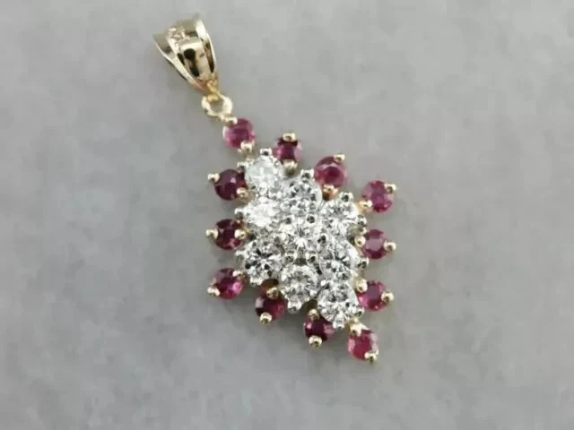 2.00Ct Round Cut Lab-Created Diamond Ruby Chain Pendant 14K Yellow Gold Finish - Image 2 of 4