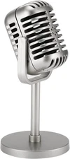 Facmogu Classic Retro Style Microphone Prop with Non-Adjustable, Silver 