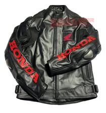 GIACCA BIKERS CORAZZATA PELLE BOVINA NERA MOTO HONDA