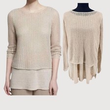 Eileen Fisher 100 Organic Linen Open Knit Sweater size M