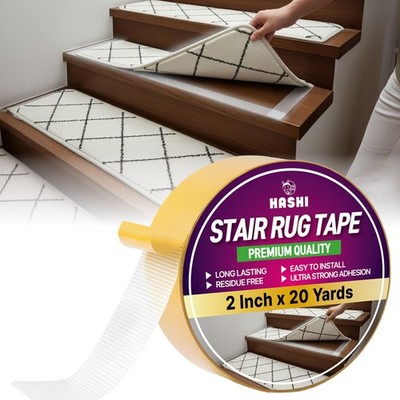 Double Sided Stair Tread Tape 2 Inch x 20Y Heavy Duty Non Slip Rug Gripper