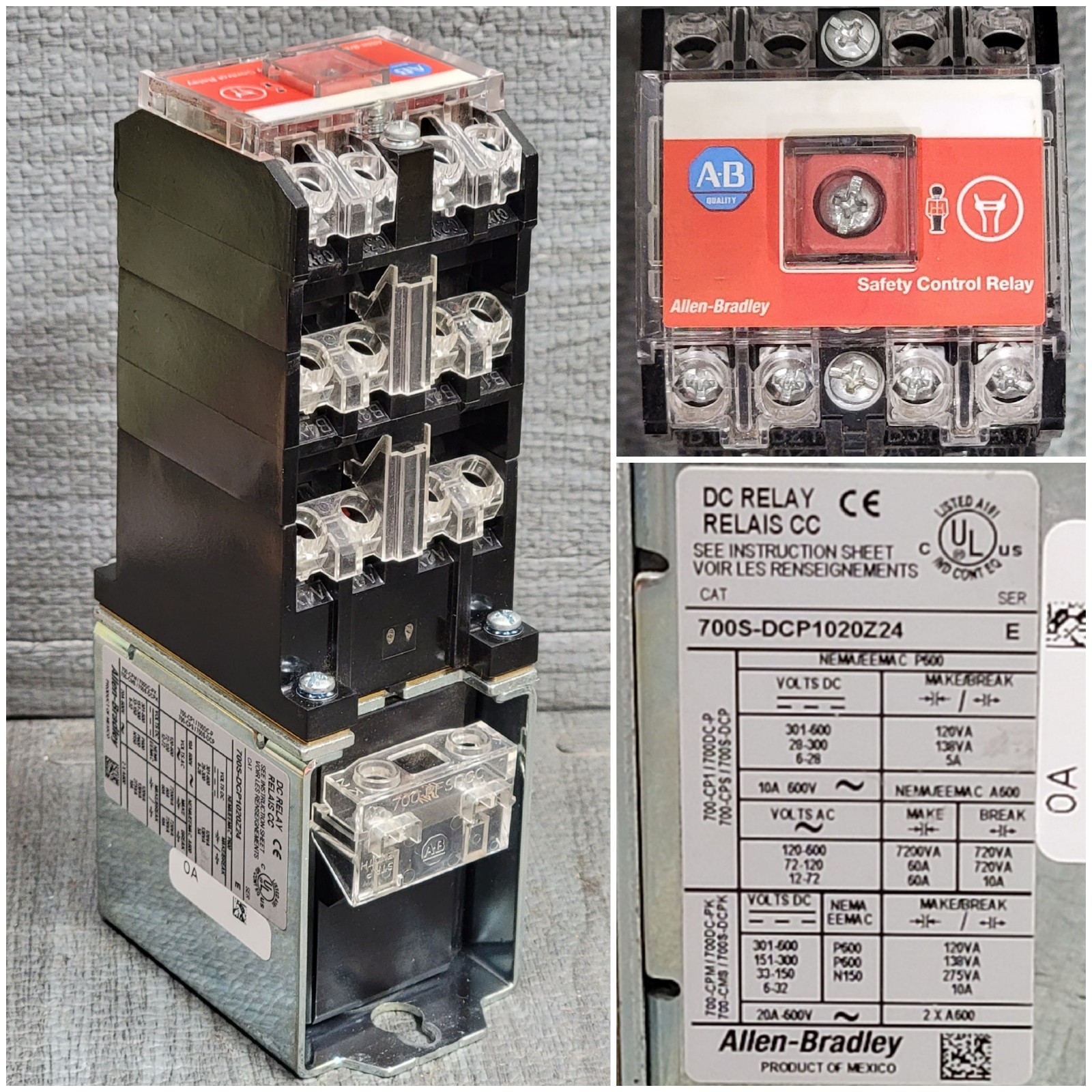 Allen Bradley 700S-DCP1020Z24 SER E, DC Safety Control Relay Excellent Condition