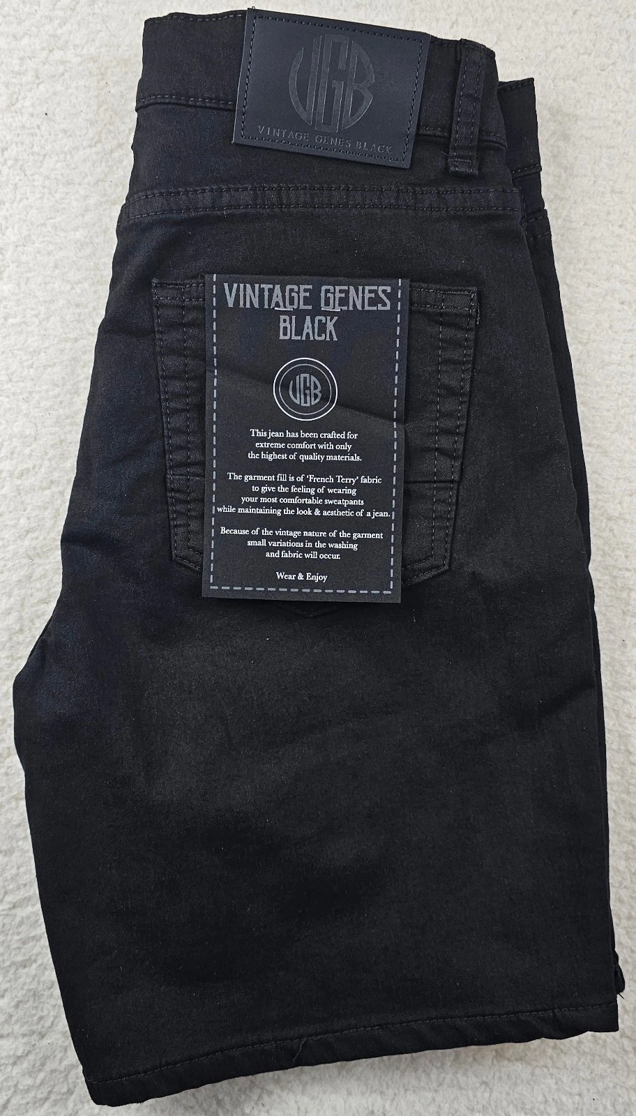 VGB Vintage Genes Black Slim Fit French Terry Denim Shorts Mens PICK YOUR SIZE