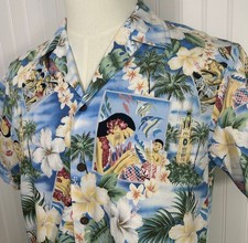 VTG Men's NUI NALU Aloha Hawaiian Shirt, Made in Hawaii USA Vaca - SIZE MEDIUM