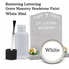 RESTORING LETTERING GRAVE MASONRY HEADSTONE PAINT WHITE GLOSS 30ML