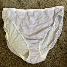 Fruit of the Loom Signature 100 Cotton Hi-Cut Brief NWOT Women's 11 - Stripe