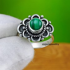 Malachite Gemstone 925 sterling silver handmade Gift Ring US size 5 to 13