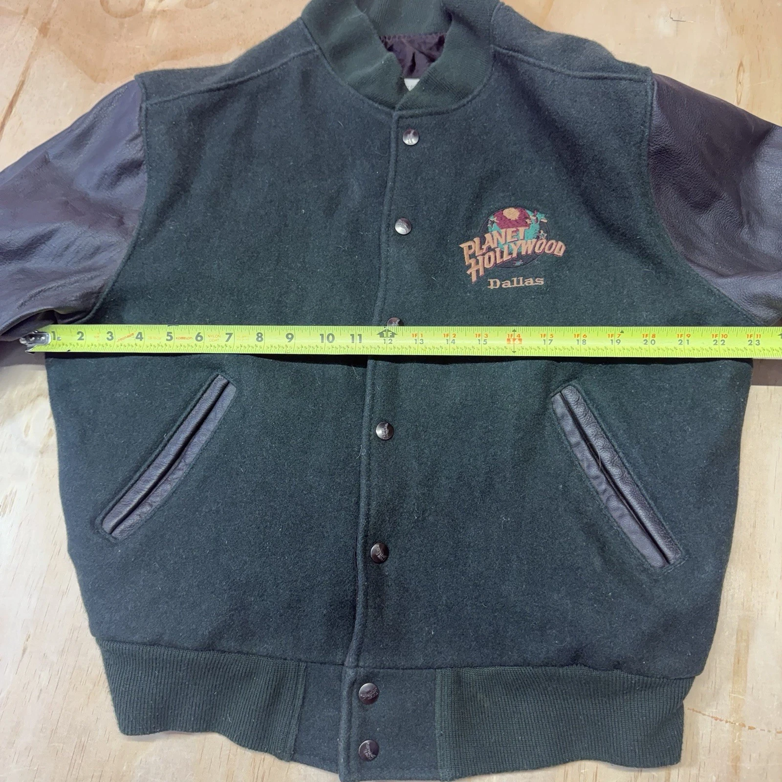 Planet Hollywood Nashville Button Up Jacket Leather Sleeves Large Embroidered image 8