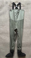 Simms Fishing Waders Mens Small Biege Tan Stockingfoot Chest High Made in USA