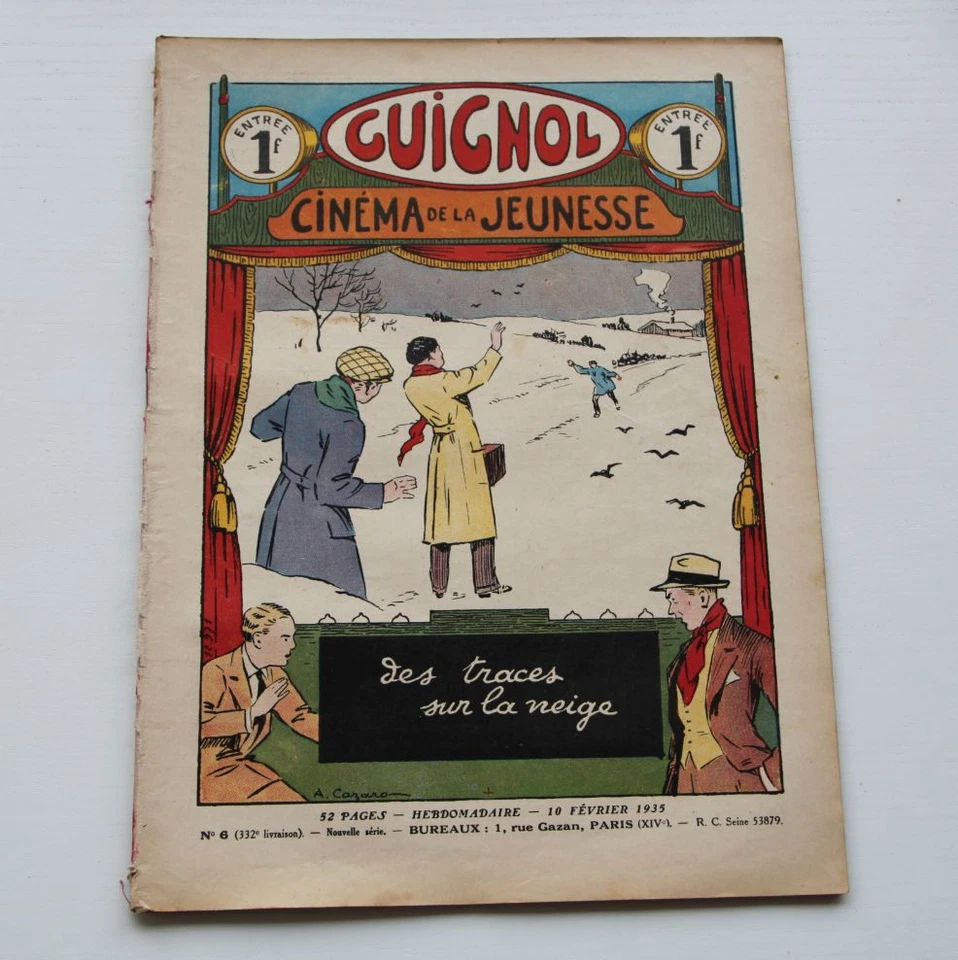 Ancien GUIGNOL CINEMA DE LA JEUNESSE N°6 10 février 1935 DES TRACES SUR LA NEIGE - Photo 1/1